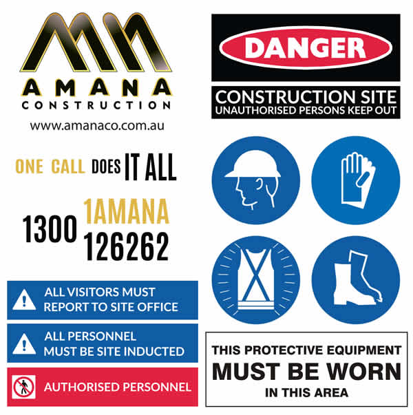 amana contruction site sign x m