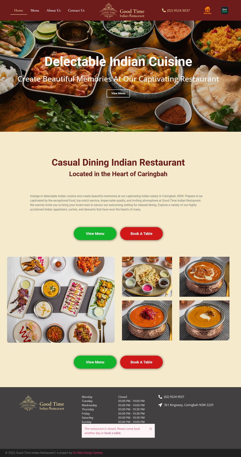 good time indian restaurant caringbah